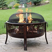 30-Inch Outdoor Fire Pit - Round Wood-Burning Backyard and Patio Fire Pit for Outside