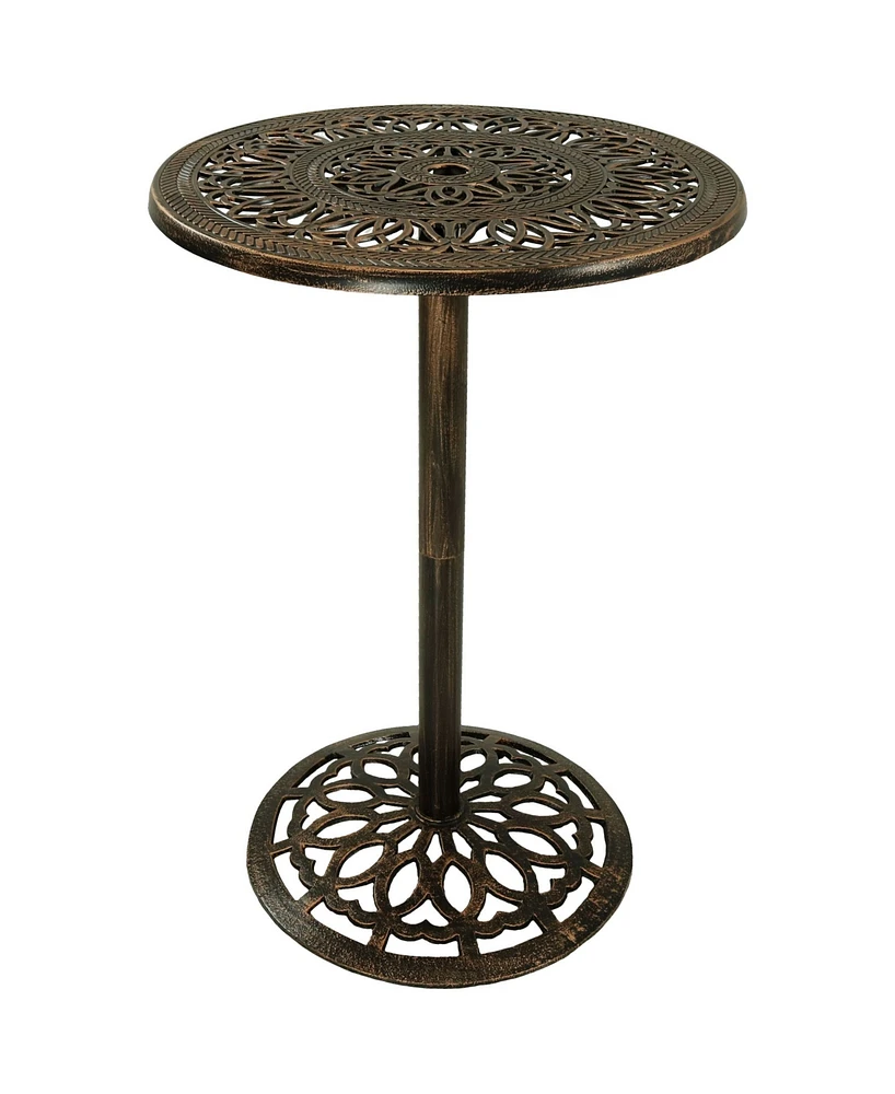 40-Inch H Cast Iron Bar Height Patio Table - 26-Inch Tabletop Diameter - Bronze Color