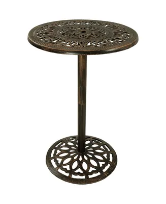 Sunnydaze Decor 40-Inch H Cast Iron Bar Height Patio Table - 26-Inch Tabletop Diameter - Bronze Color