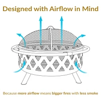 Crossweave Outdoor Fire Pit - Wood-Burning Fire Pit for Outside with Spark Screen, Poker and Round Cover - 36-Inch - Bronze