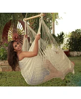 Mayan Hanging Hammock Chair - Extra Large Woven Rope Outdoor Hammock - 330-Pound Capacity - Natural