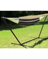 Sunnydaze Decor Handwoven Mayan Family Hammock with 15-Foot Stand - 400-Pound Capacity Black Black/Natural