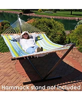 Two-Person Quilted Fabric Hammock with Spreader Bars