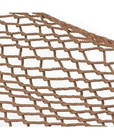 Polyester Rope Double Hammock with 15-Foot Steel Stand - 400-Pound Capacity - Black Stand - Brown