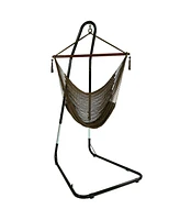 Caribbean Style Extra Large Hanging Rope Hammock Chair Swing with Stand - 300 lb Weight Capacity