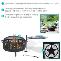 30-Inch Steel All Star Fire Pit Bowl - Black - Includes Bbq Cooking Grate and Spark Screen