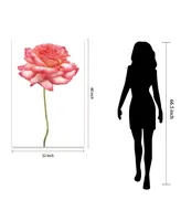 Empire Art Direct Pink Rose on White Frameless Free Floating Tempered Glass Panel Graphic Wall Art, 48" x 32" x 0.2"