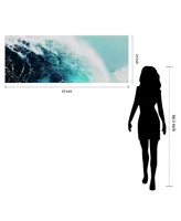 Empire Art Direct Blue Wave 1 2 Frameless Free Floating Tempered Glass Panel Graphic Wall Art, 24" x 63" x 0.2"