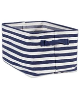 Design Imports Polyethylene Coated Herringbone Woven Cotton Laundry Bin Stripe French Rectangle Set of 2