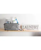 Design Imports Polyethylene Coated Herringbone Woven Cotton Laundry Bin Stripe Rectangle Set of