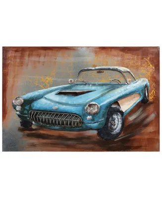 Empire Art Direct Blue car Mixed Media Iron Hand Painted Dimensional Wall Art, 32" x 48" x 2.4"