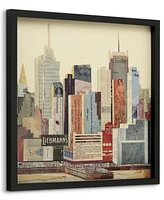 Empire Art Direct New York Skyline Abc Dimensional Collage Framed Graphic Art Under Glass Wall Art, 25" x 25" x 1.4"