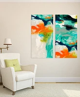Empire Art Direct Tidal Abstract 1 and 2 Frameless Free Floating Tempered Glass Panel Graphic Wall Art, 48" x 24" x 0.2"