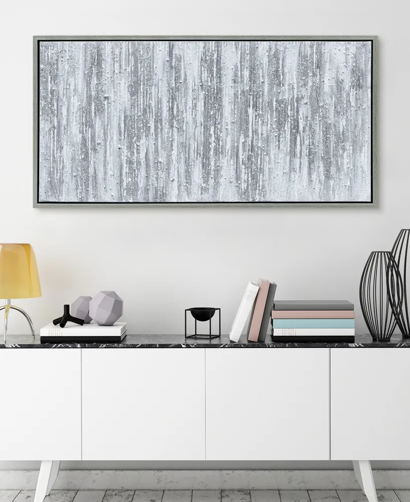 Empire Art Direct Silver Frequency Textured Metallic Hand Painted Wall Art by Martin Edwards, 24" x 48" x 1.5"