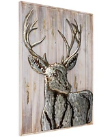 Empire Art Direct Deer 1Handed Painted Iron Wall sculpture on Wooden Wall Art, 40" x 30" x 3"