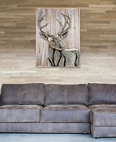 Empire Art Direct Deer 1Handed Painted Iron Wall sculpture on Wooden Wall Art, 40" x 30" x 3"