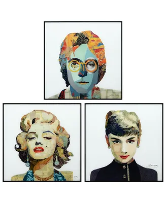Empire Art Direct Marilyn, John Audrey Reverse Printed Art Glass and Anodized Aluminum Frame Glass Wall Art, 24" x 24" x 1"