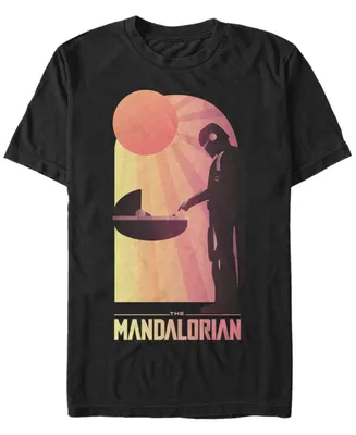 Fifth Sun Men's Star Wars The Mandalorian Child Sunset Meeting Short Sleeve T-shirt