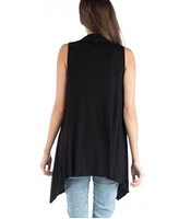 24seven Comfort Apparel Draped Open Front Sleeveless Cardigan Vest