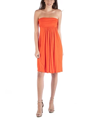 24seven Comfort Apparel Strapless Empire Waist Mini Dress