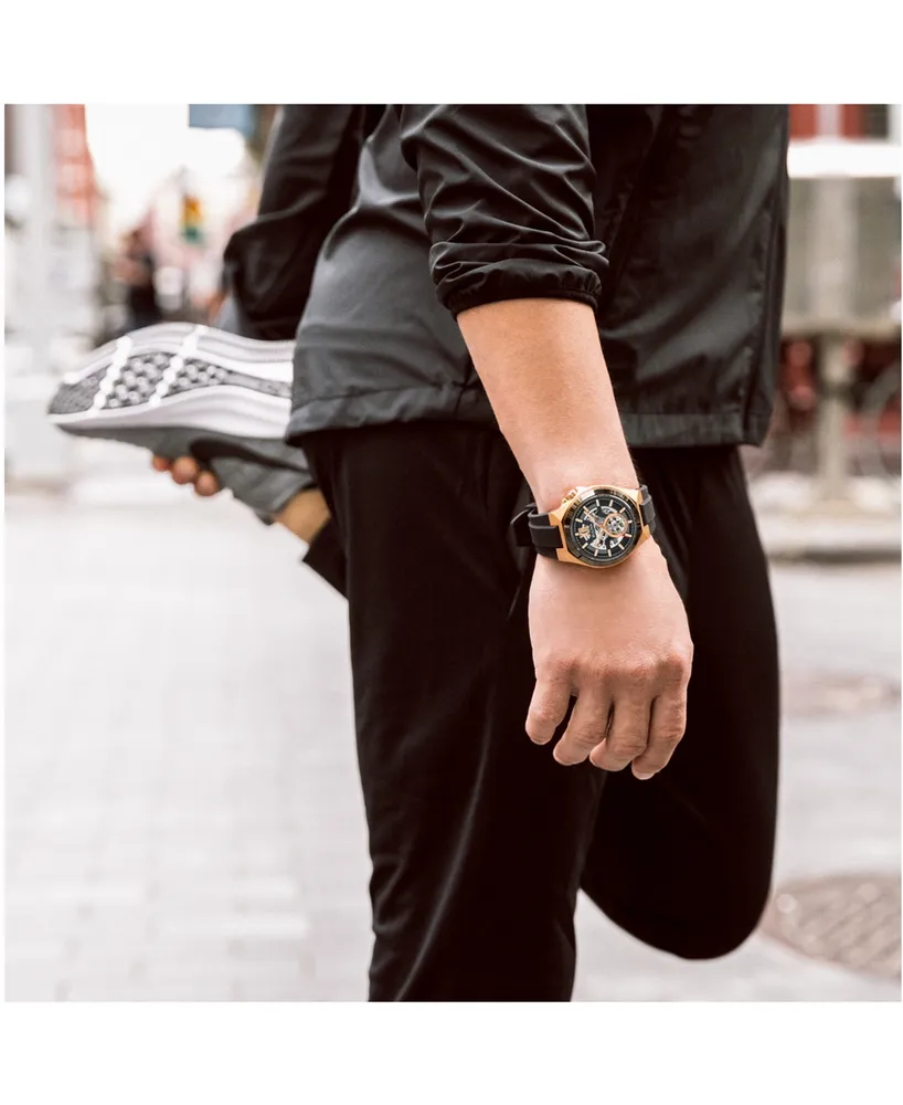 Bulova Men's Automatic Black Silicone Strap Watch 46mm 98A177