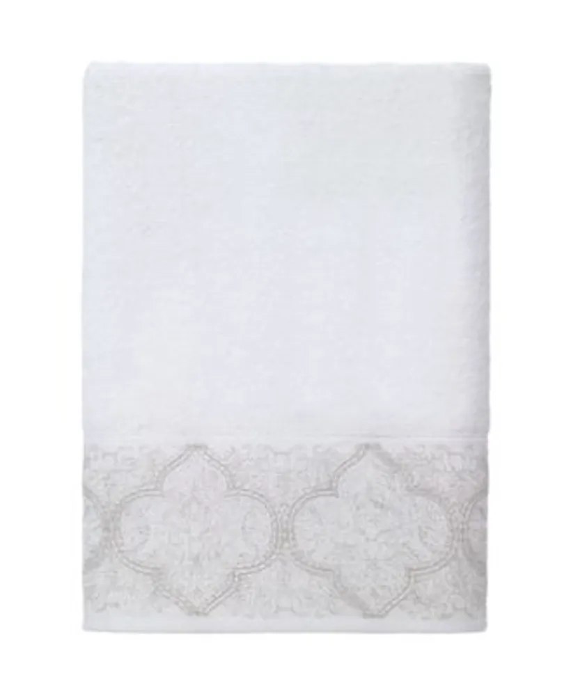 Lanes Border Bath Towel White