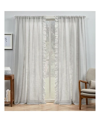 Exclusive Home Curtains Jacinta Flippable Side Ruffle Sheer Rod Pocket Curtain Panel Pair, 54" x 84", Set of 2