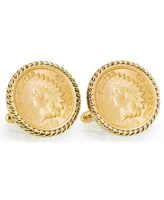 American Coin Treasures Gold-Layered Civil War Indian Head Penny Rope Bezel Coin Cuff Links