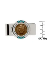 Men's American Coin Treasures 1800's Indian Penny Turquoise Coin Money Clip