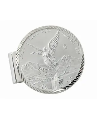 Men's American Coin Treasures Sterling Silver Diamond Cut Coin Money Clip with Mexican Libertad 1 Oz Silver Coin
