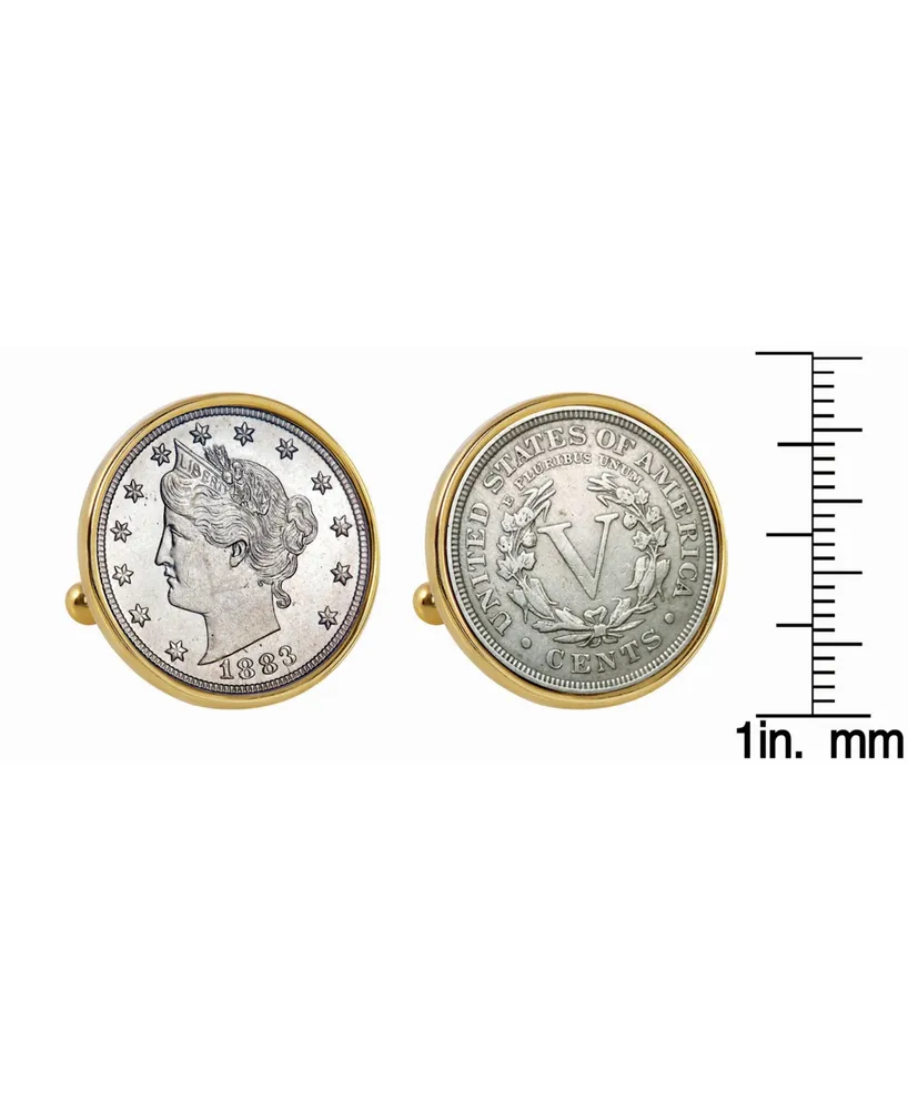 American Coin Treasures 1883 First-Year-Of-Issue Liberty Nickel Bezel Coin Cuff Links