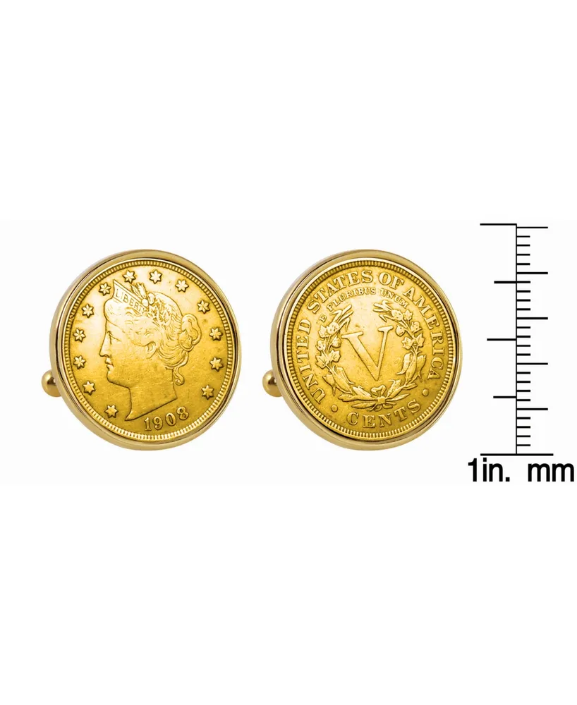 American Coin Treasures Gold-Layered Liberty Nickel Bezel Coin Cuff Links