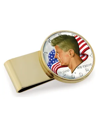 Men's American Coin Treasures Jfk Half Dollar Colorized American Flag Stainless Steel Coin Money Clip