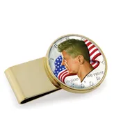 Men's American Coin Treasures Jfk Half Dollar Colorized American Flag Stainless Steel Coin Money Clip