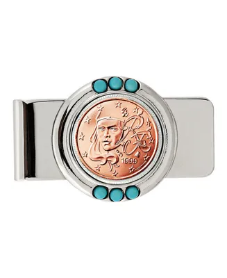 Men's American Coin Treasures French 2 Euro Coin Turquoise Money Clip