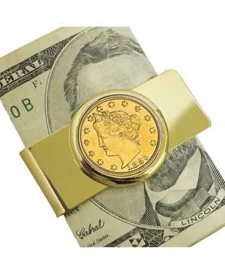 Men's American Coin Treasures 1883 First-Year-Of-Issue Gold-Layered Liberty Racketeer Nickel Coin Money Clip