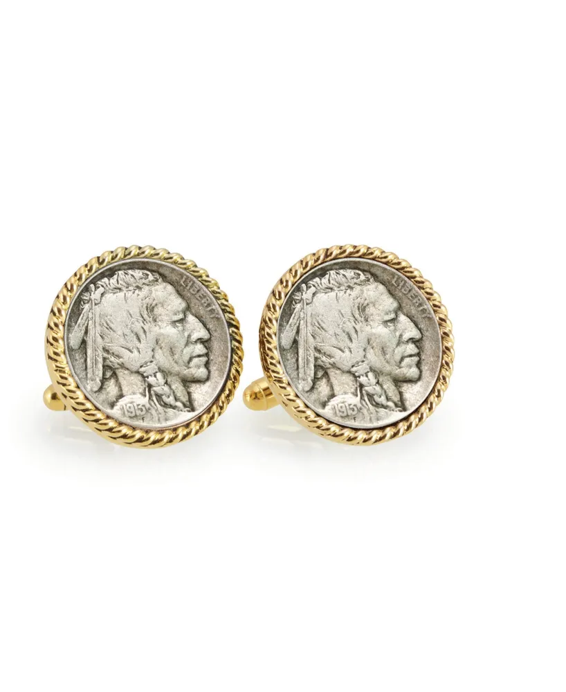 American Coin Treasures 1913 First-Year-Of-Issue Buffalo Nickel Rope Bezel Coin Cuff Links