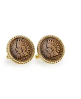 American Coin Treasures 1859 First-Year-Of-Issue Indian Head Penny Rope Bezel Coin Cuff Links