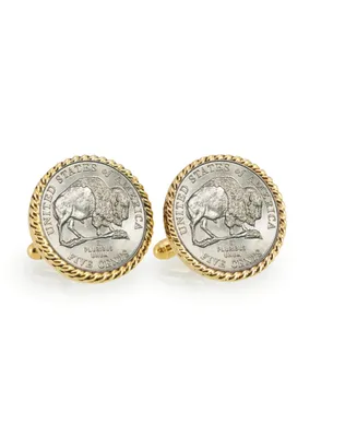 American Coin Treasures 2005 Bison Nickel Rope Bezel Coin Cuff Links