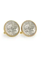 American Coin Treasures 2005 Bison Nickel Rope Bezel Coin Cuff Links