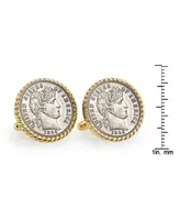 American Coin Treasures 1800's Silver Barber Dime Rope Bezel Coin Cuff Links