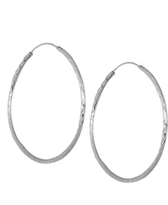 And Now This Medium Textured Endless Hoop Earrings, 2" in Silver or Gold Plate