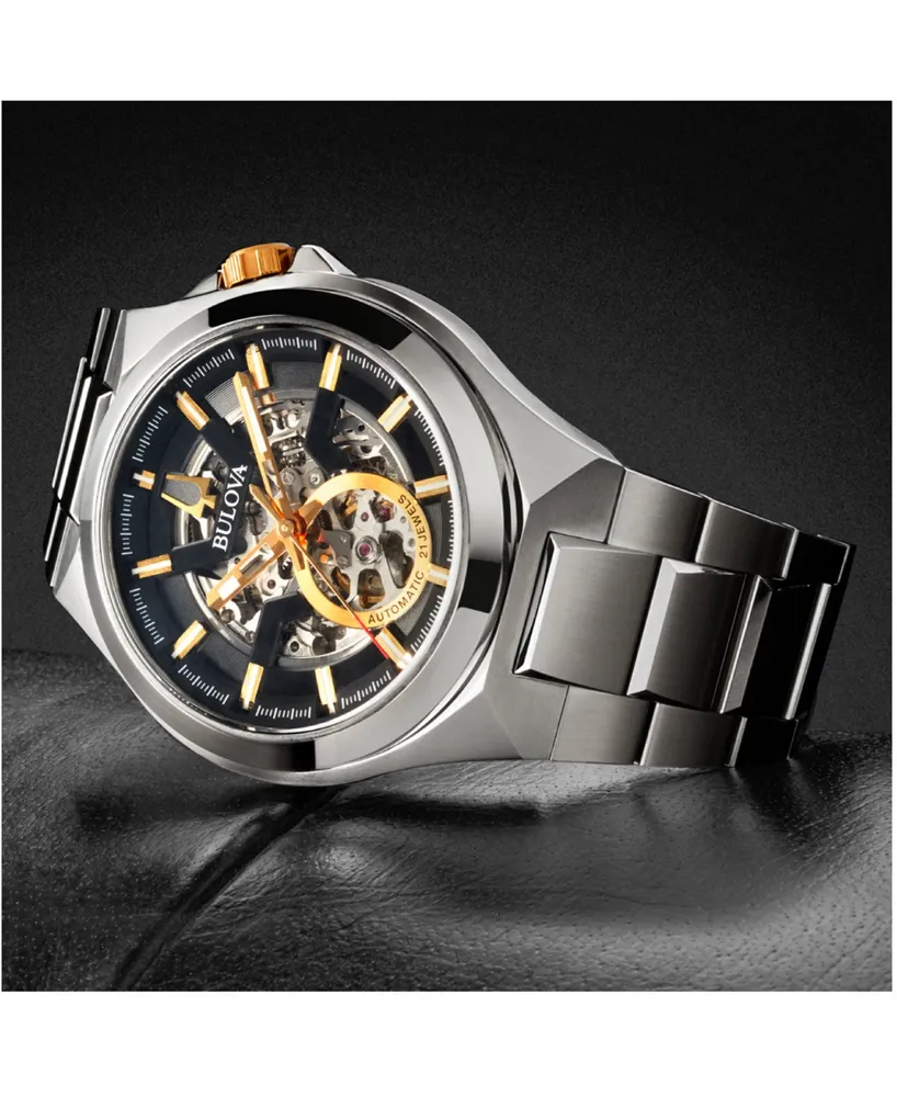 Bulova Men's Automatic Maquina Stainless Steel Bracelet Watch 46mm
