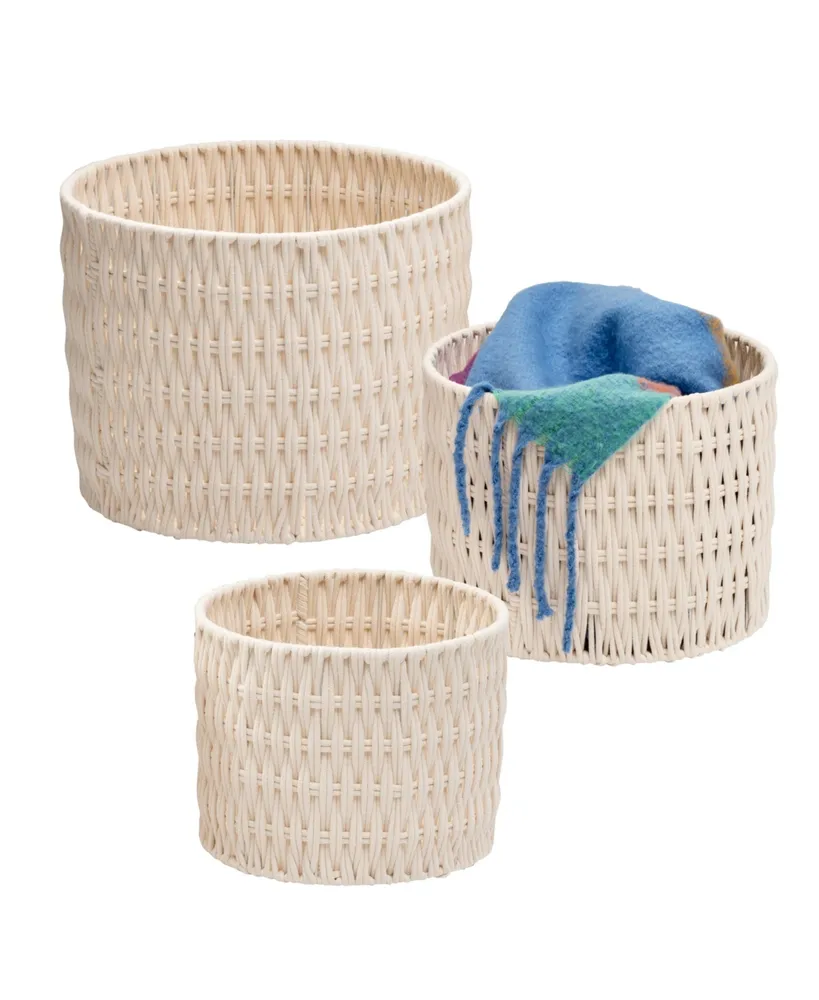 Sorbus Woven Paper Rope Baskets - 4 Piece Set, Beige