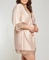 iCollection Plus Eyelash Flower Lace Wrap Robe Lingerie, Online Only