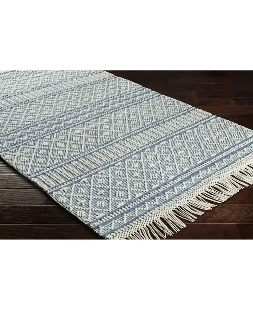 Closeout! Surya Farmhouse Tassels Fts-2301 Denim 2'6" x 8' Runner Area Rug