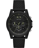 A|X Armani Exchange Men's Chronograph Outerbanks Black Silicone Strap Watch 44mm