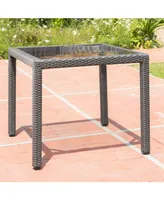 Noble House San Pico Outdoor Square Dining Table with Glass Top