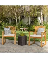 Noble House Tampa Outdoor 3 Piece Chat Set with Round Table