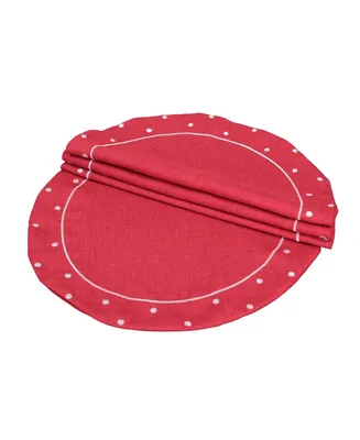 Xia Home Fashions Polka Dot Embroidered Round Placemats - Set of 4, 16" x 16"